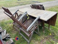 Teak table and 6 chairs, collapsible - 3