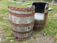 2 x oak whisky barrel garden seats - 3