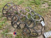 Garden horse shoe hanging baskets