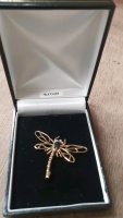 9ct hallmarked sapphire and diamond dragonfly brooch