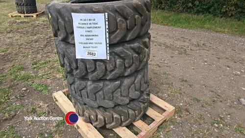 4 x 10.5 80 18 BKT Loadall tyres 80% remaining tread checked and tested ready to fit