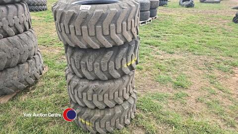 4 x loader tyres 12-16.5 removed from genie lift, 1 was tubed