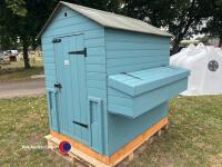 5ft 4in x 4ft x 5ft 7in high poultry house with nest boxes, treated wood and painted, new