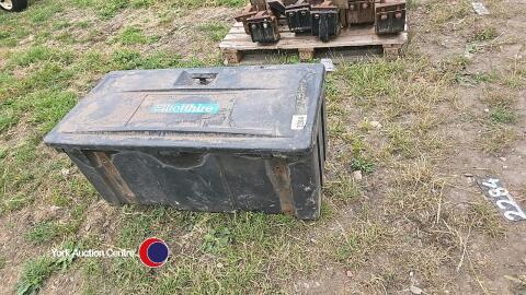 Bale trailer storage strap box