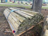Notched fence posts and rails, 7ft posts 5x3 approx 65, 130 rails, Treated timber, unused condition - 5