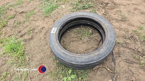 Pair of 4.00-19 three rib tyres