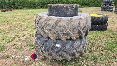 Stocks Trelleborg front dual wheels 480/70 R30 c/w clamps, 40%