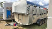 Graham Edwards tri axle 14ft livestock trailer, wind out sheep decks, key in office - 2