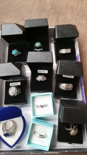10 x hallmarked silver rings