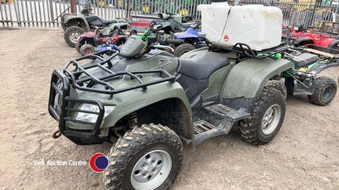 Arctic Cat 700cc Diesel Quad Bike, Road legal - Log book present, 4 wheel and 2 wheel drive with diff lock, Artic Cat winch fitted, Enduraspray tank, lance and spray boom fitted by tractor shop, 2007, key in office