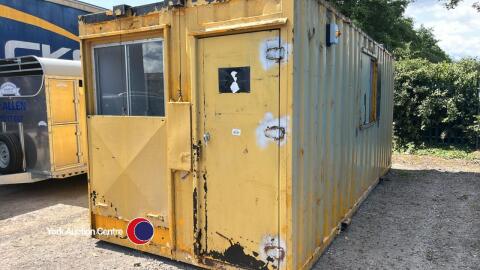 20ft steel office block with steel shutters and electric plug in