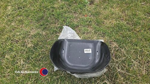 Metal bucket style tractor seat pan, new and unused