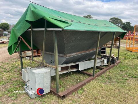 Portable grain pit c/w rollover sheet and conveyor