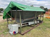 Portable grain pit c/w rollover sheet and conveyor