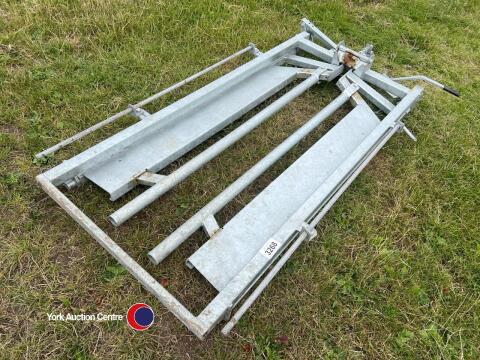 Self closing yoke for cattle race system, locking pins included.