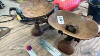 Pair of weighing scales and weights