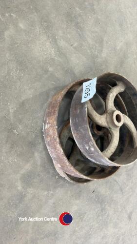 3 pulley wheels. Old fashioned pulleys
