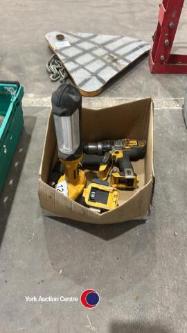 Box of Dewalt drills etc