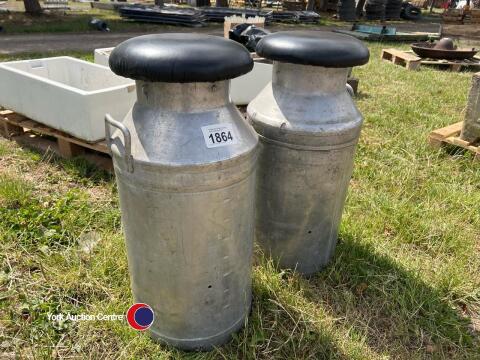2 x milk churns as bar stools