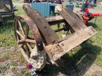 Old metal cart wheels