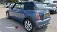 2005 Mini Cooper convertible 1.6 in blue - petrol - LN55 XEW - 6 former keepers - HPi clear - MOT 30.1.26 201116 miles - V5 in office - matching convertible hood, new discs and pads all round - 3