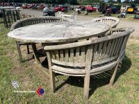 Wooden garden table, 2 benches and chairs - 2