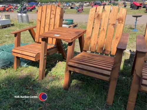 2 x garden chairs with side table