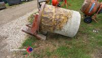 Teagle hydraulic driven cement mixer on pallet tine brackets