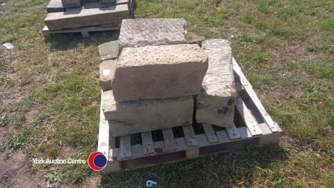 Pallet of York Stone wall capping, approx 32in x 10in, 6x of