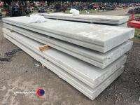 4no 5m x 1m x 150mm pre-stressed concrete panels with fixing clamps and lifting loops - 4