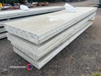 4no 3830mm x 1m x 150mm pre-stressed concrete panels with fixing clamps and lifting loops - 3
