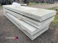 4no 3830mm x 1m x 150mm pre-stressed concrete panels with fixing clamps and lifting loops - 4