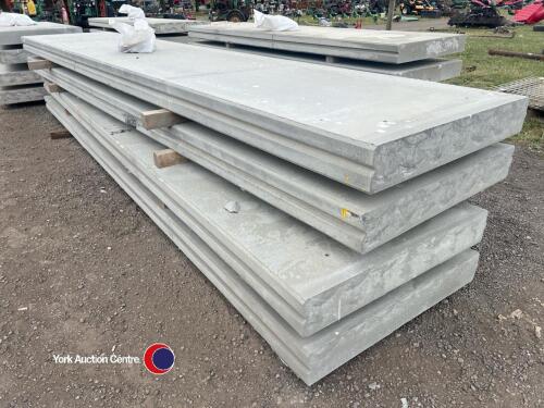 4no 5m x 1m x 150mm pre-stressed concrete panels with fixing clamps and lifting loops