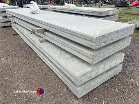 4no 5m x 1m x 150mm pre-stressed concrete panels with fixing clamps and lifting loops