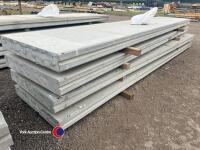 4no 5m x 1m x 150mm pre-stressed concrete panels with fixing clamps and lifting loops - 4