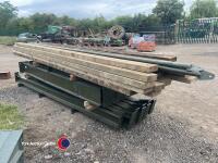 Steel framed building 45ft x 25ft approx, 10ft to eaves, wooden roof purlins, 2 windbraces, 1 gable leg, used