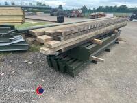Steel framed building 45ft x 25ft approx, 10ft to eaves, wooden roof purlins, 2 windbraces, 1 gable leg, used - 2
