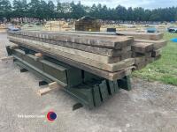 Steel framed building 45ft x 25ft approx, 10ft to eaves, wooden roof purlins, 2 windbraces, 1 gable leg, used - 3