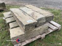 Pallet of York Stone wall capping, approx 34in x 8in, 9x of