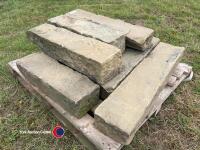 Pallet of York Stone wall capping, approx 34in x 8in, 9x of - 3