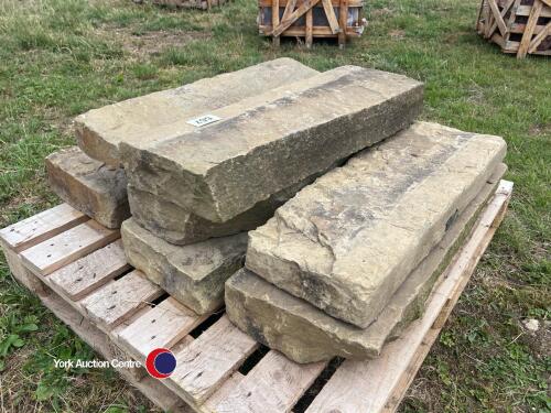 Pallet of York stone wall capping, approx 34in x 10in, 8x of