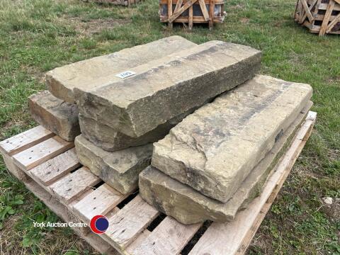 Pallet of York stone wall capping, approx 34in x 10in, 8x of