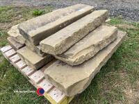 Pallet of York stone wall capping, approx 34in x 10in, 8x of - 3