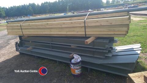 60 x 30 x 12ft portal framed steel building, 4 x 15ft bays, timber purlins spaced for fibre cement or steel roofing, 6no wind braces and all connection bolts