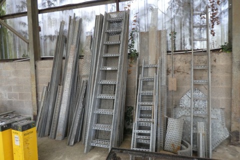 Large quantity of galvanised cable tray