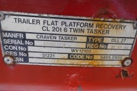 Craven Tasker DLL27 24ft low-loader trailer with air brakes and ramps (ex Army tank transporter) - 8