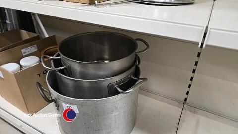 Set of 3 large commercial stainless pans