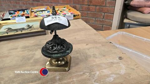 Unusual old brass marble desk bell