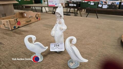 Lladro, Hooded Shepherdess, M4678 and 2 geese
