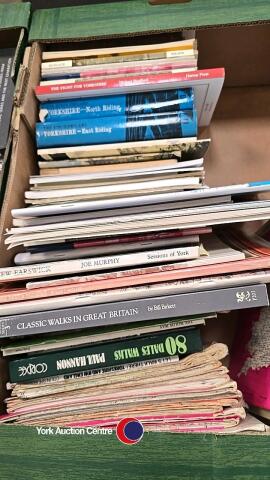 Box of assorted books and maps including local York interest
